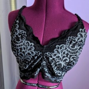 Gray and Black Soma Lace Bralette L